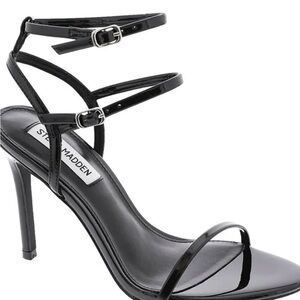 Steve Madden Glossy Black Strappy Heels